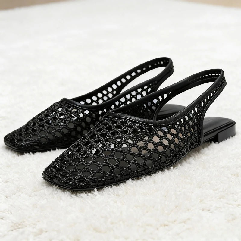 ALBIONA™ | Sandalias Planas de Malla con Punta Cuadrada