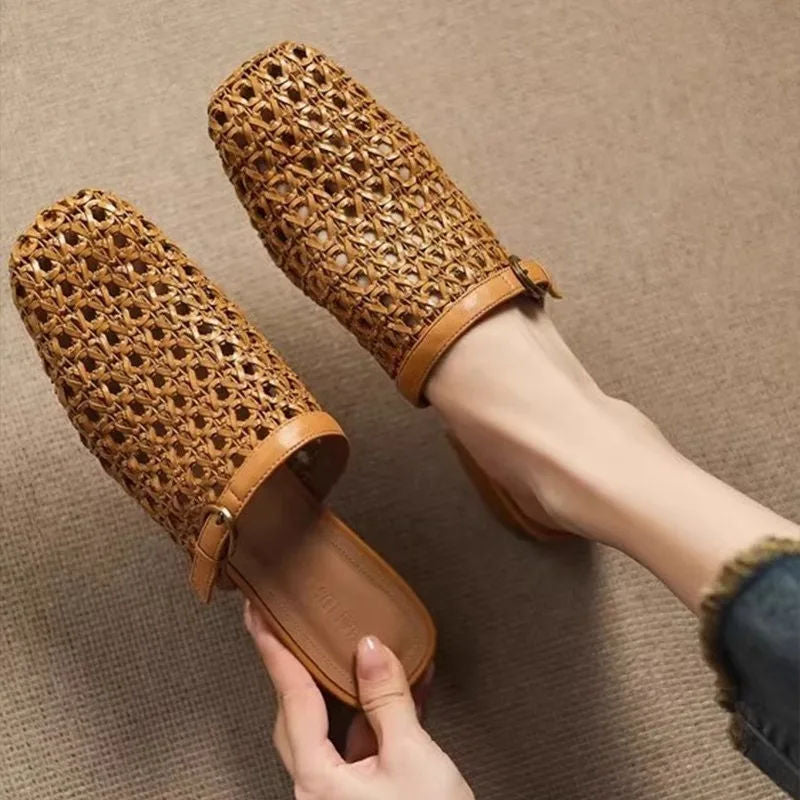 MONVETTA™ | Zapatos Retro Tejidos con Tacón de Bloque