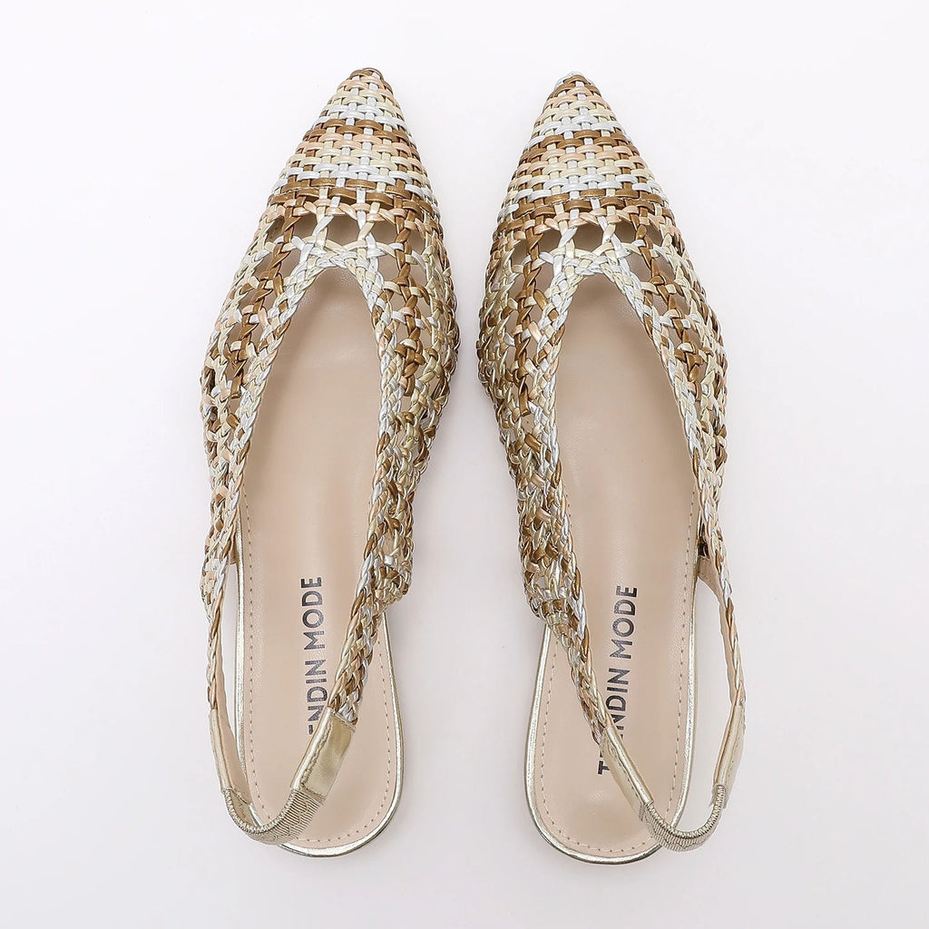 TRENDIVA™ | Sandalias Planas Trenzadas Puntiaguda