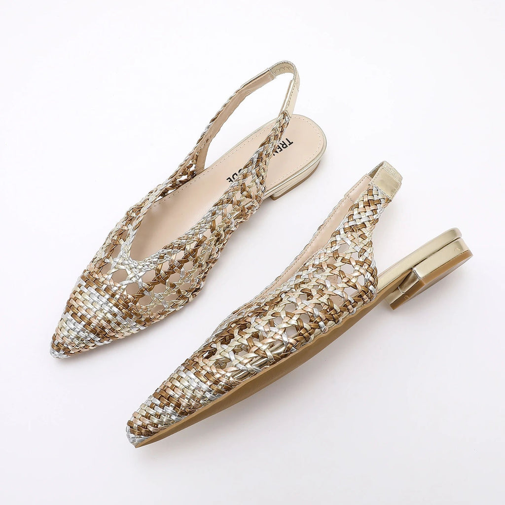 TRENDIVA™ | Sandalias Planas Trenzadas Puntiaguda