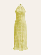Vestido halter con tirantes y volantes en la espalda