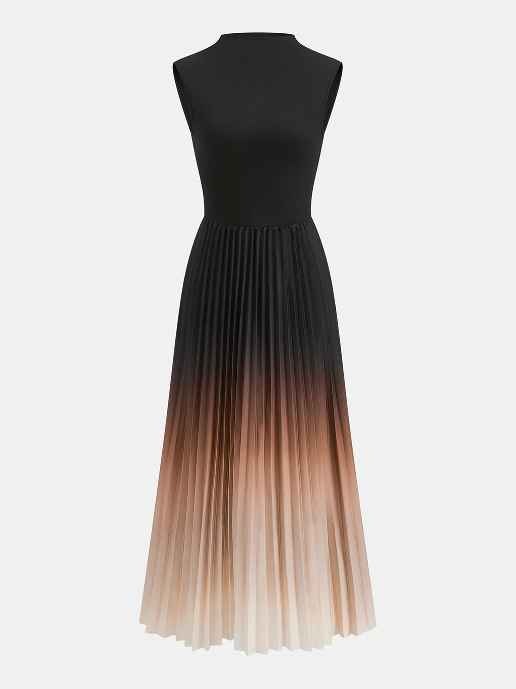 Vestido midi plisado sin mangas con degradado