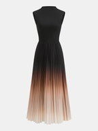 Vestido midi plisado sin mangas con degradado