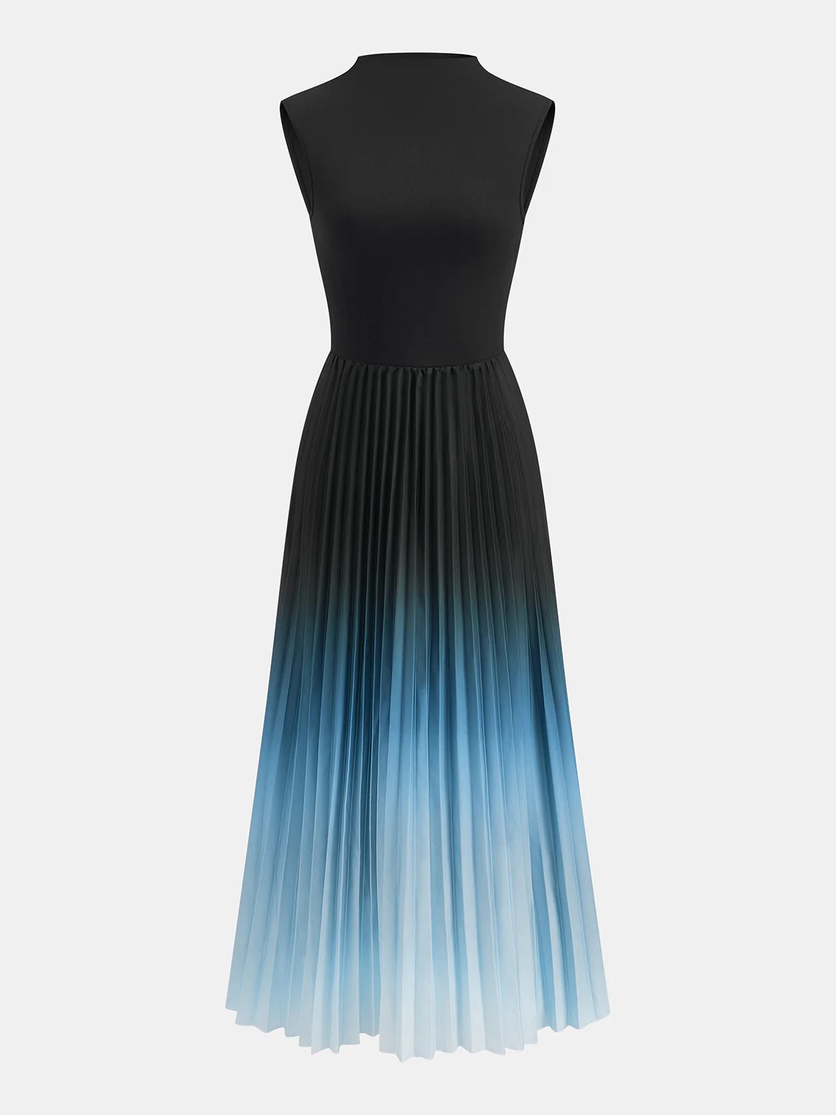 Vestido midi plisado sin mangas con degradado