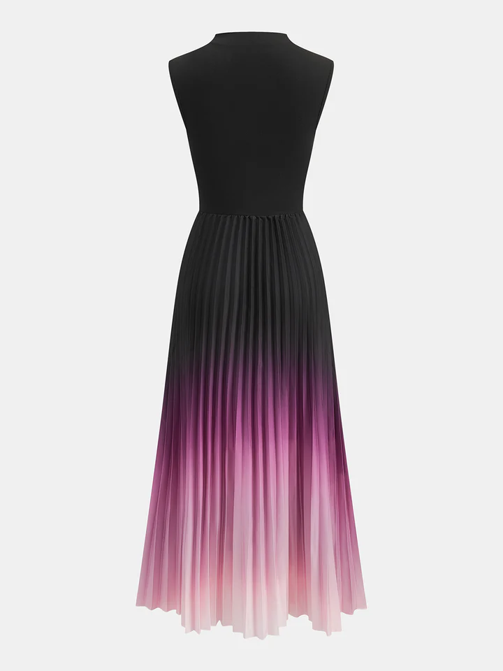 Vestido midi plisado sin mangas con degradado