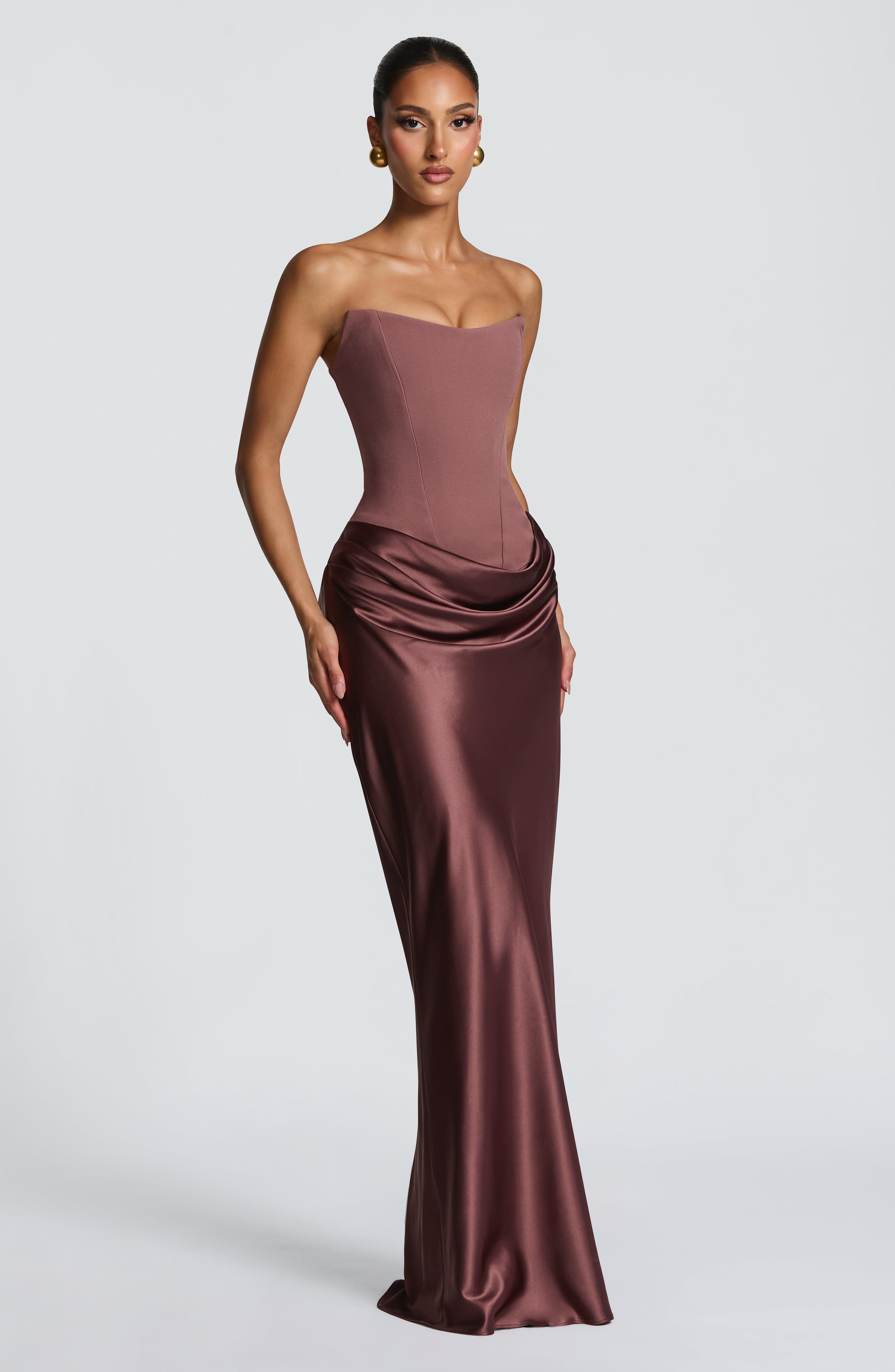 Vestido largo Maggie - Rosa empolvado