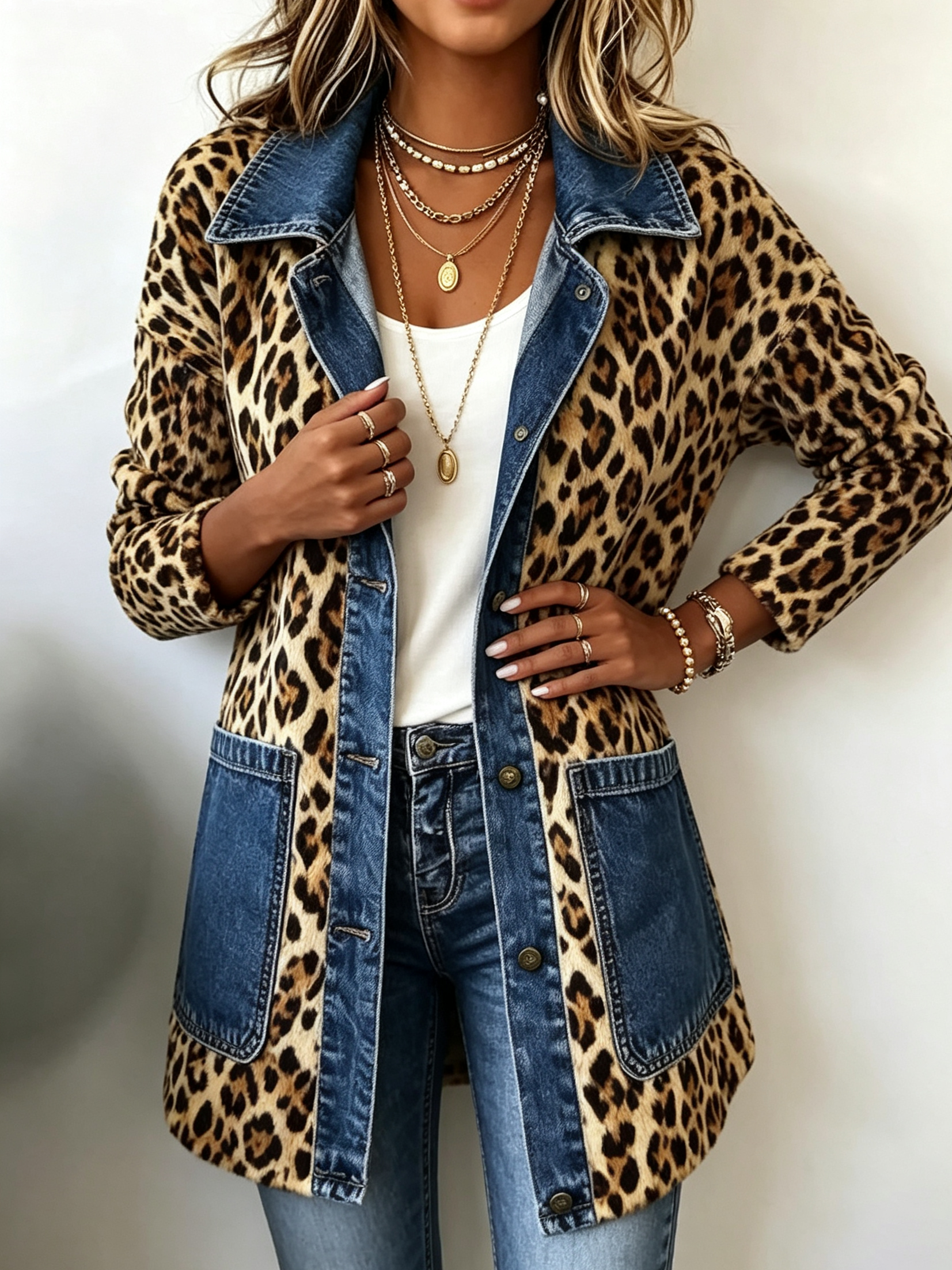 Lorena | Chaqueta Larga Leopardo Denim