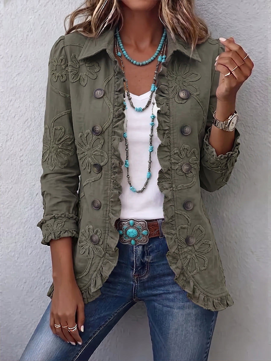 Faustine | Chaqueta Utility Bordada Floral Boho