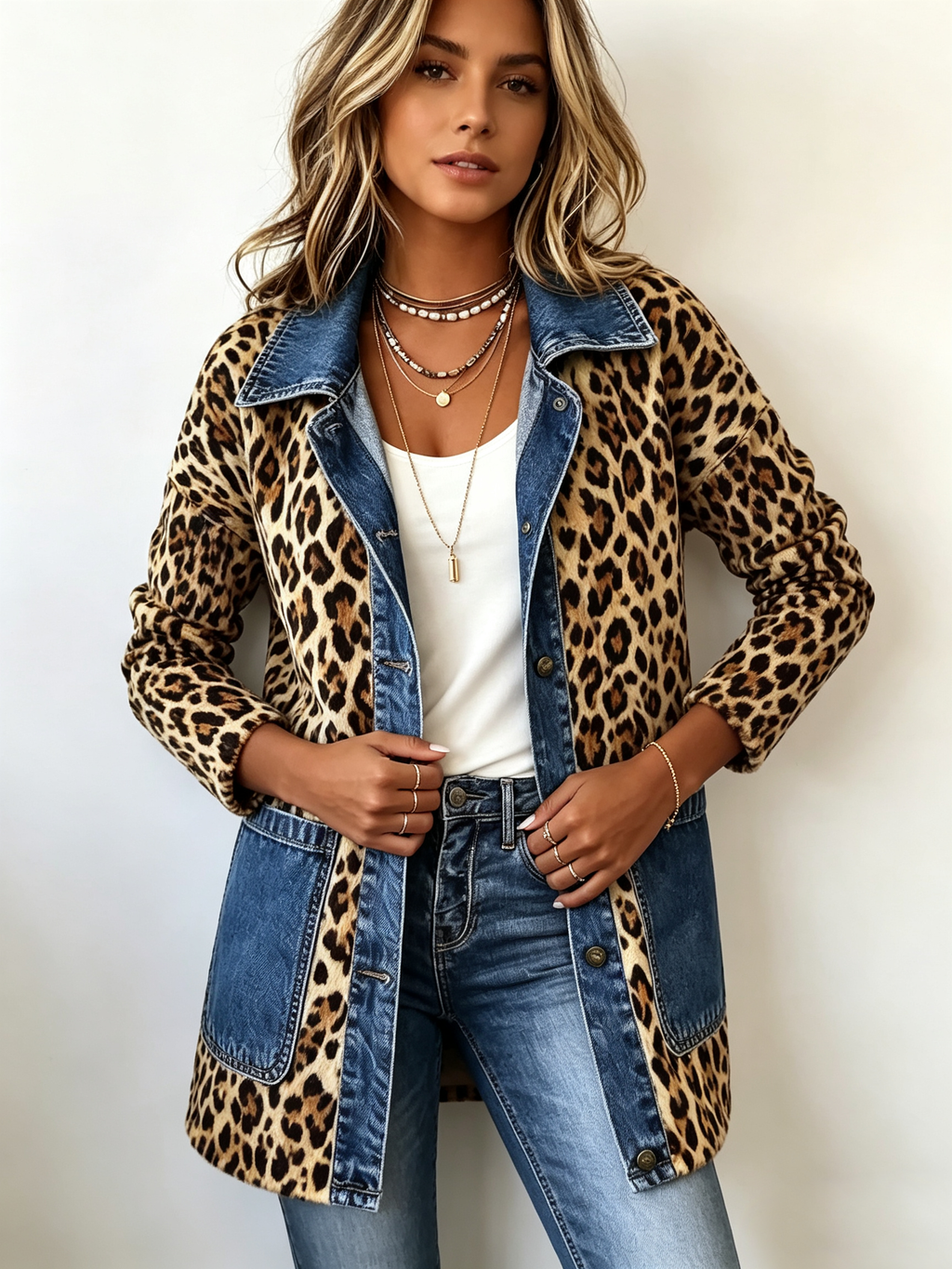 Lorena | Chaqueta Larga Leopardo Denim