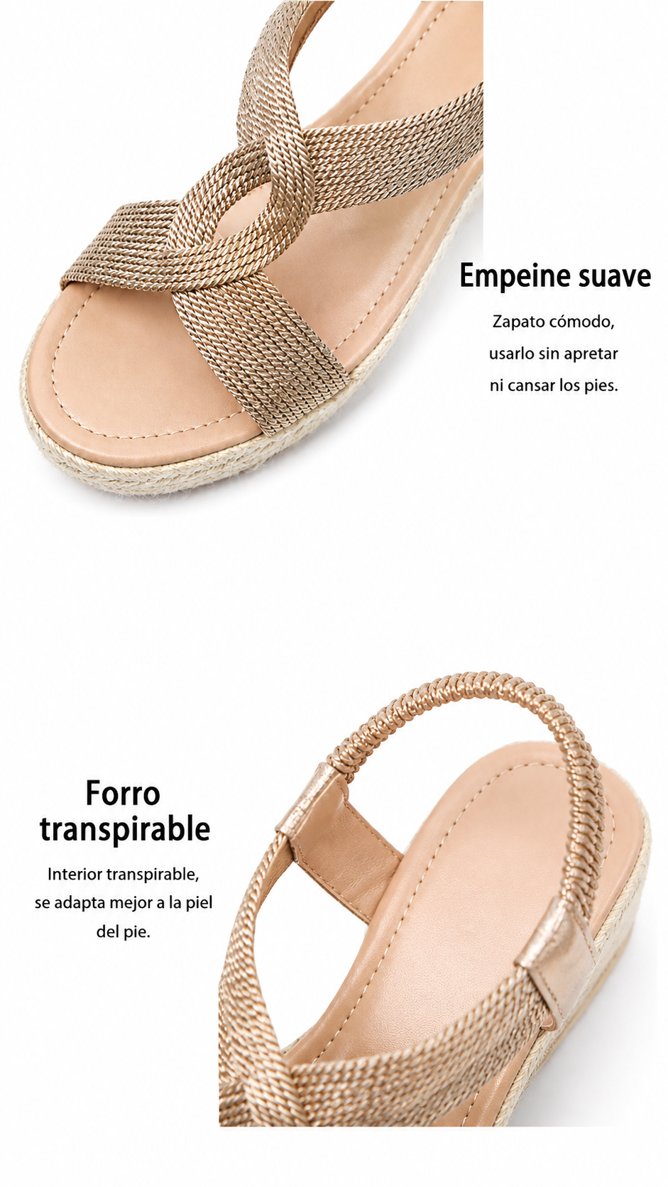 Sandalias de Cuña con Trenzado Artesanal
