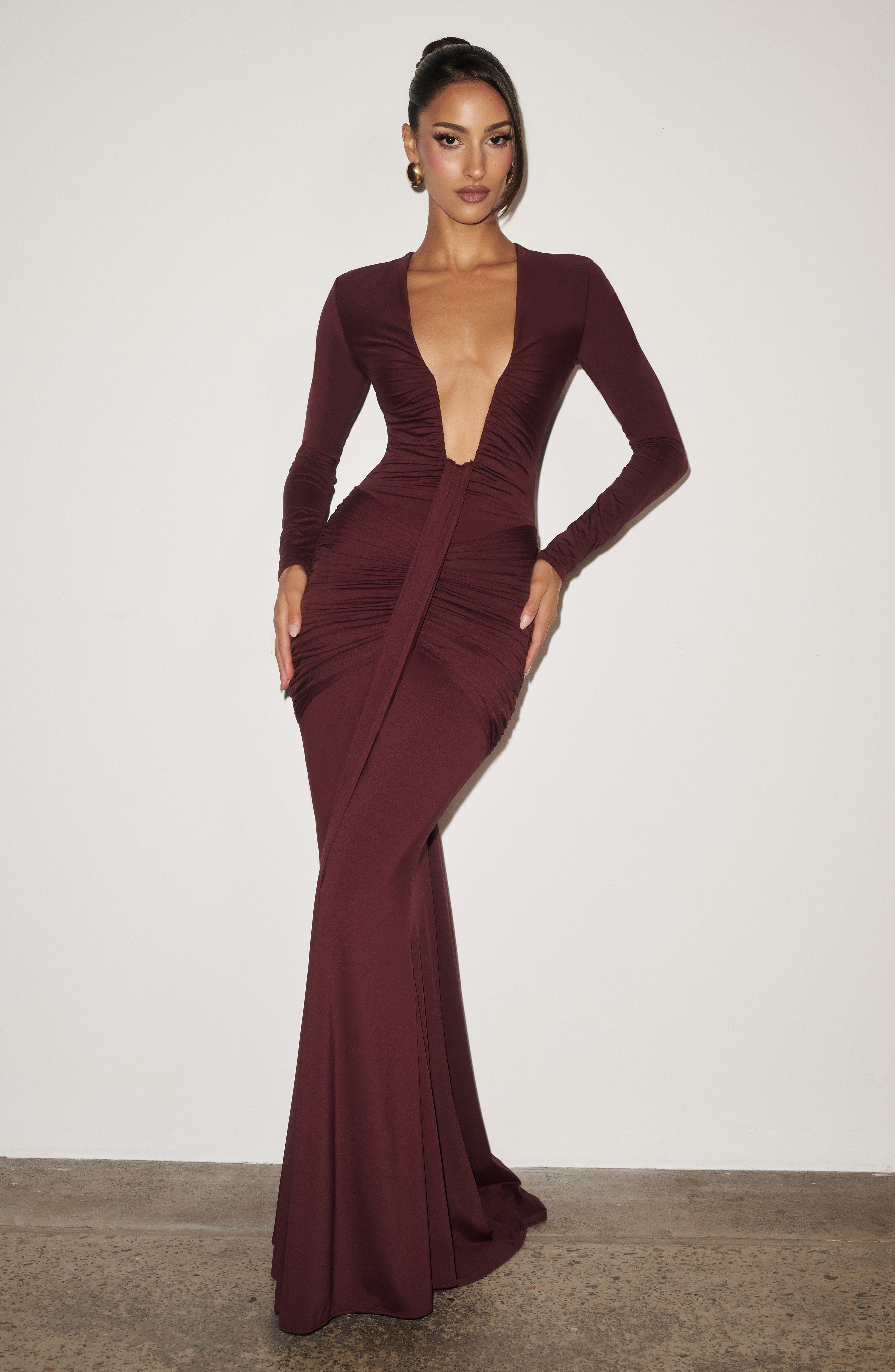 Vestido largo Tara - Lacado cereza