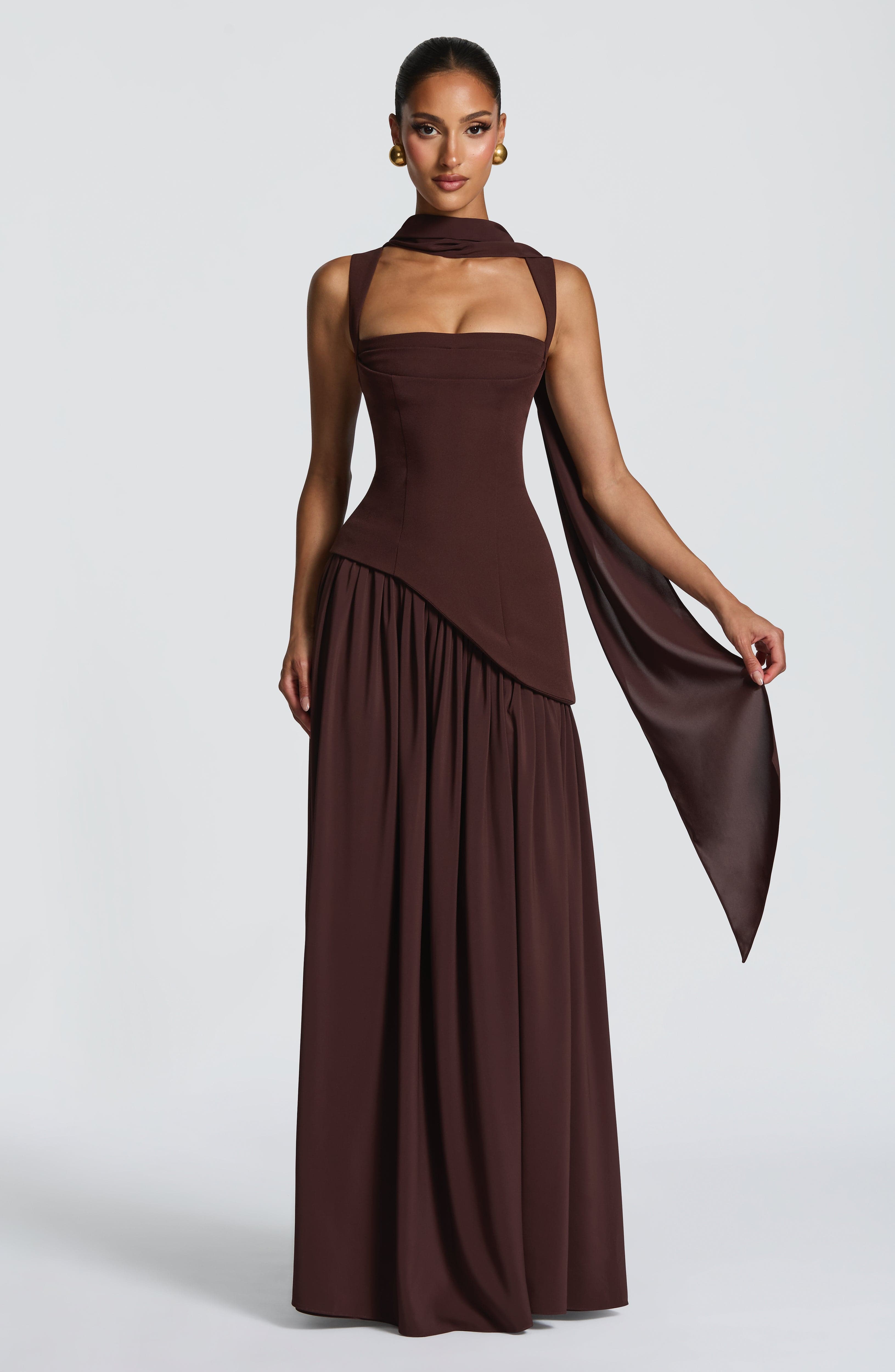 Vestido largo Tullulah - Marrón ciruela