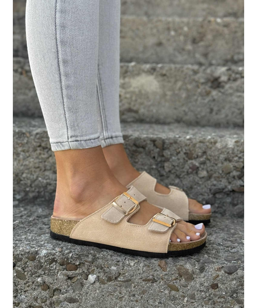 Wygodne miękkie klapki LOSATO FERRATA BEIGE skóra naturalna