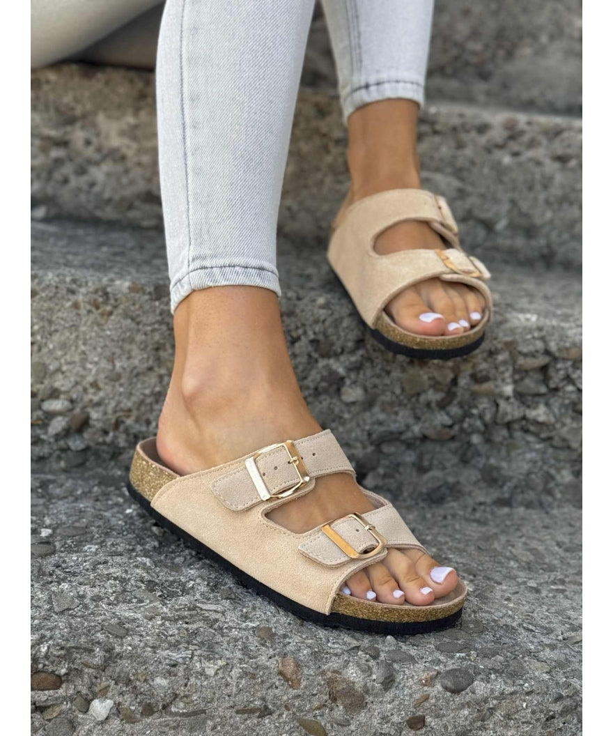 Wygodne miękkie klapki LOSATO FERRATA BEIGE skóra naturalna